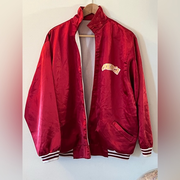 Vintage Red Satin Baseball Style Jacket - Picture 3 of 12